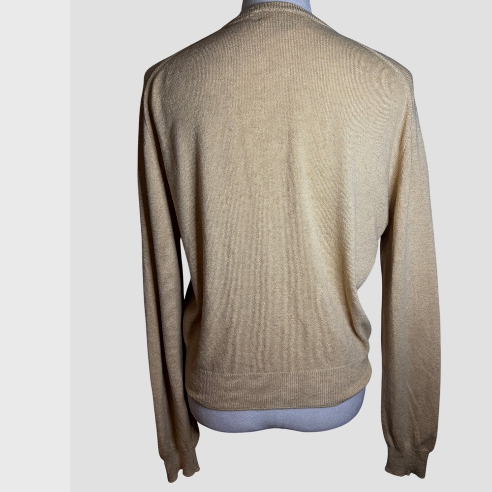 Pringle of Scotland 100% Cashmere Cardigan Sweater Beige Womens M Preppy - Picture 5 of 12